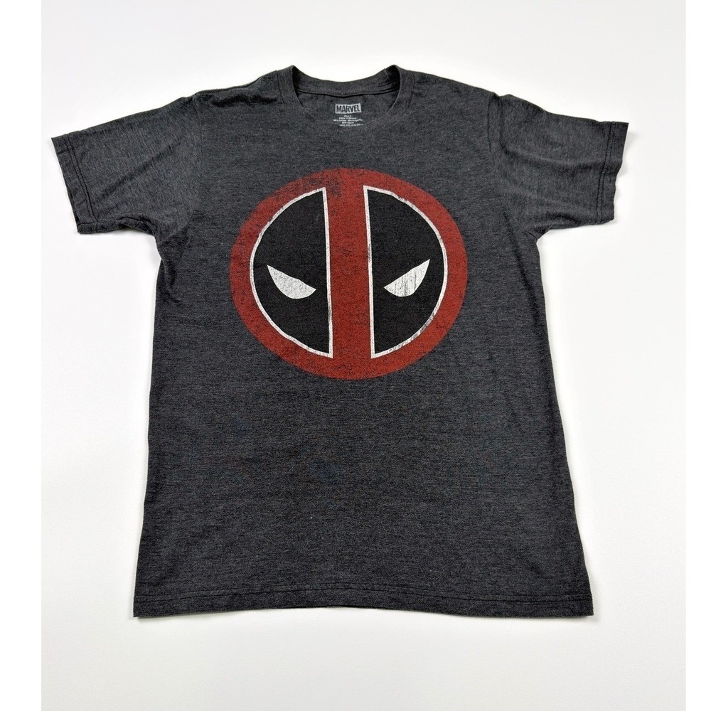 Marvel Deadpool T-Shirt Mens S Gray Good Graphic Logo Short Sleeve Tee